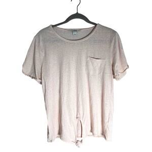 J.Crew Pink Tie Front Pocket T Shirt Womens XL Soft Layering Normcore Casual Tee